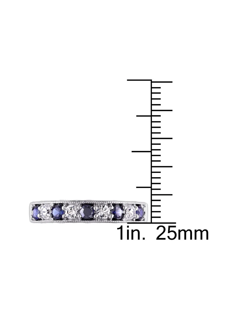 4/5 Carat (Ctw) Lab-Created Dark Blue and White Sapphire Ring in Sterling Silver
