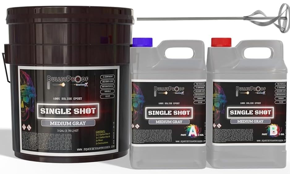 BP Resins: Single Shot |100% Solids Epoxy Resin Kit (3 Gallon) Solvent-Less, Two Component Gloss Coat Finish- Low VOC! Industrial Use, Garages