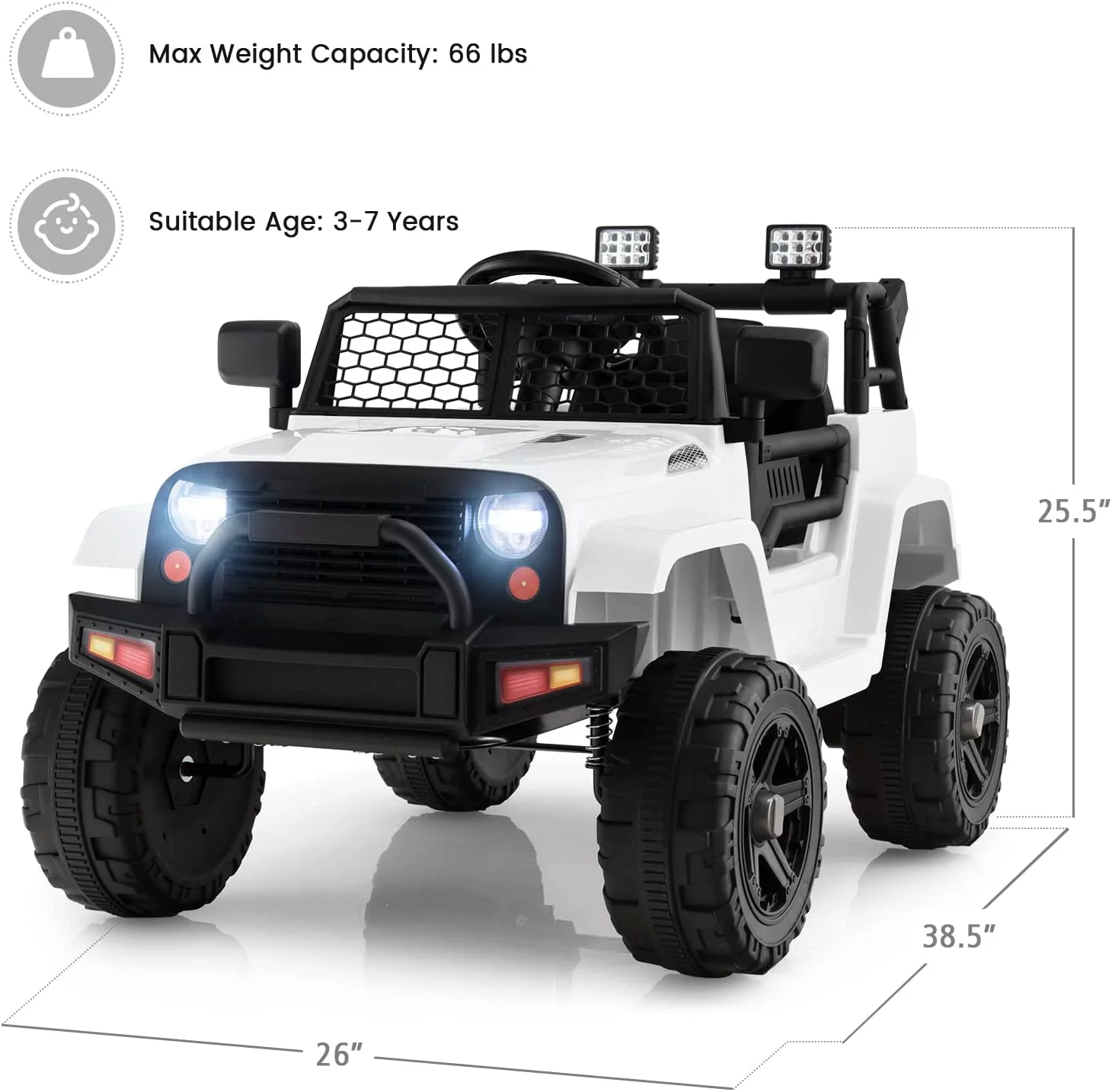 OLAKIDS Kids Ride On Truck, 12V Electric Vehicle Jeep Car with Remote Control, Toddlers Battery Powered Toy with 2 Speeds, Spring Suspension