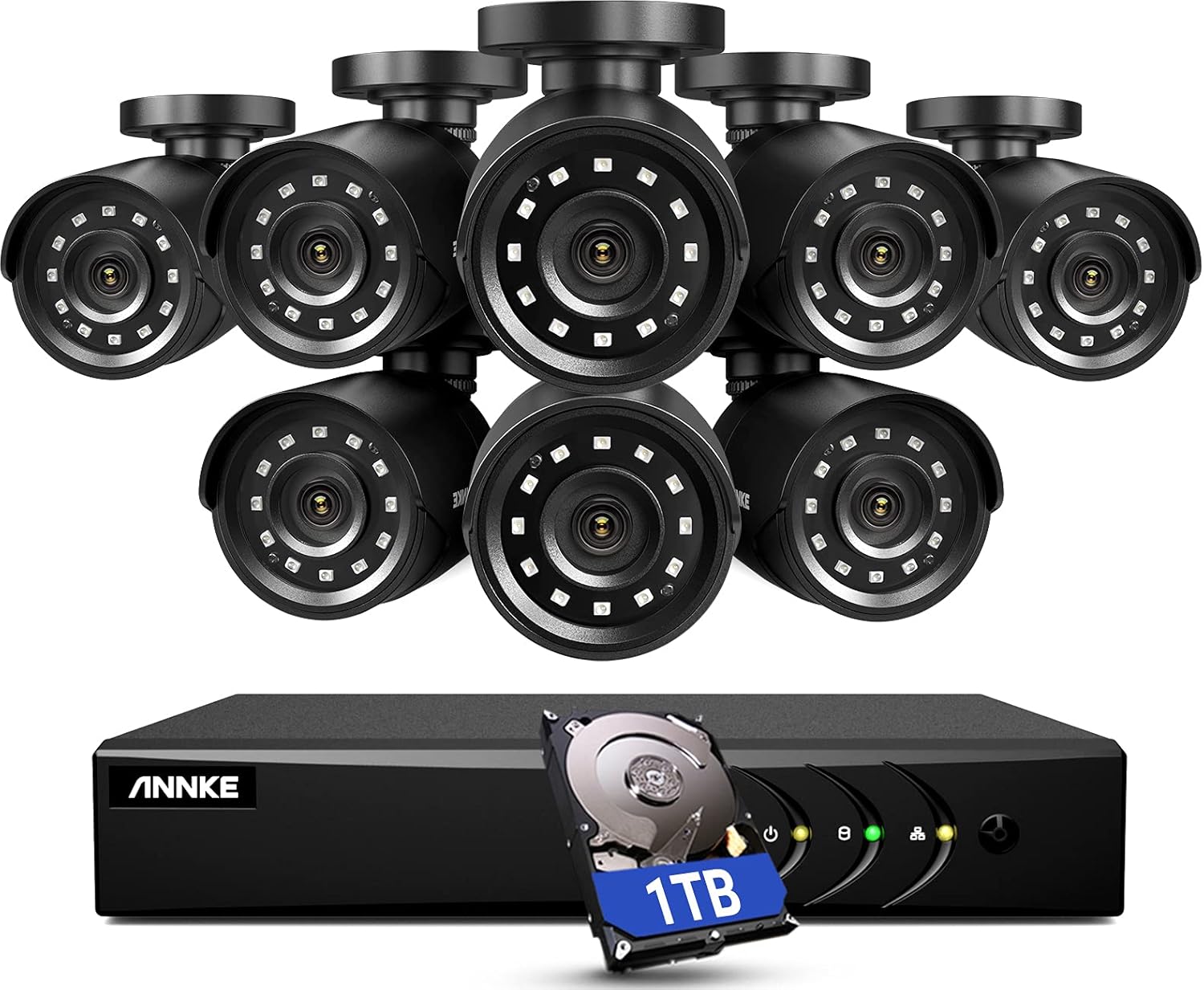 ANNKE 5MP Lite Security Camera System Outdoor 8 Channel H.265+ DVR and 8 x 1920TVL IP66 Weatherproof Home CCTV Cameras, Smart Playback