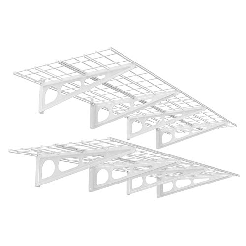 FLEXIMOUNTS 2-Pack 2x6ft Garage Shelving 24-inch-by-72-inch Wall Shelf Garage Storage Rack Floating Shelves, Black