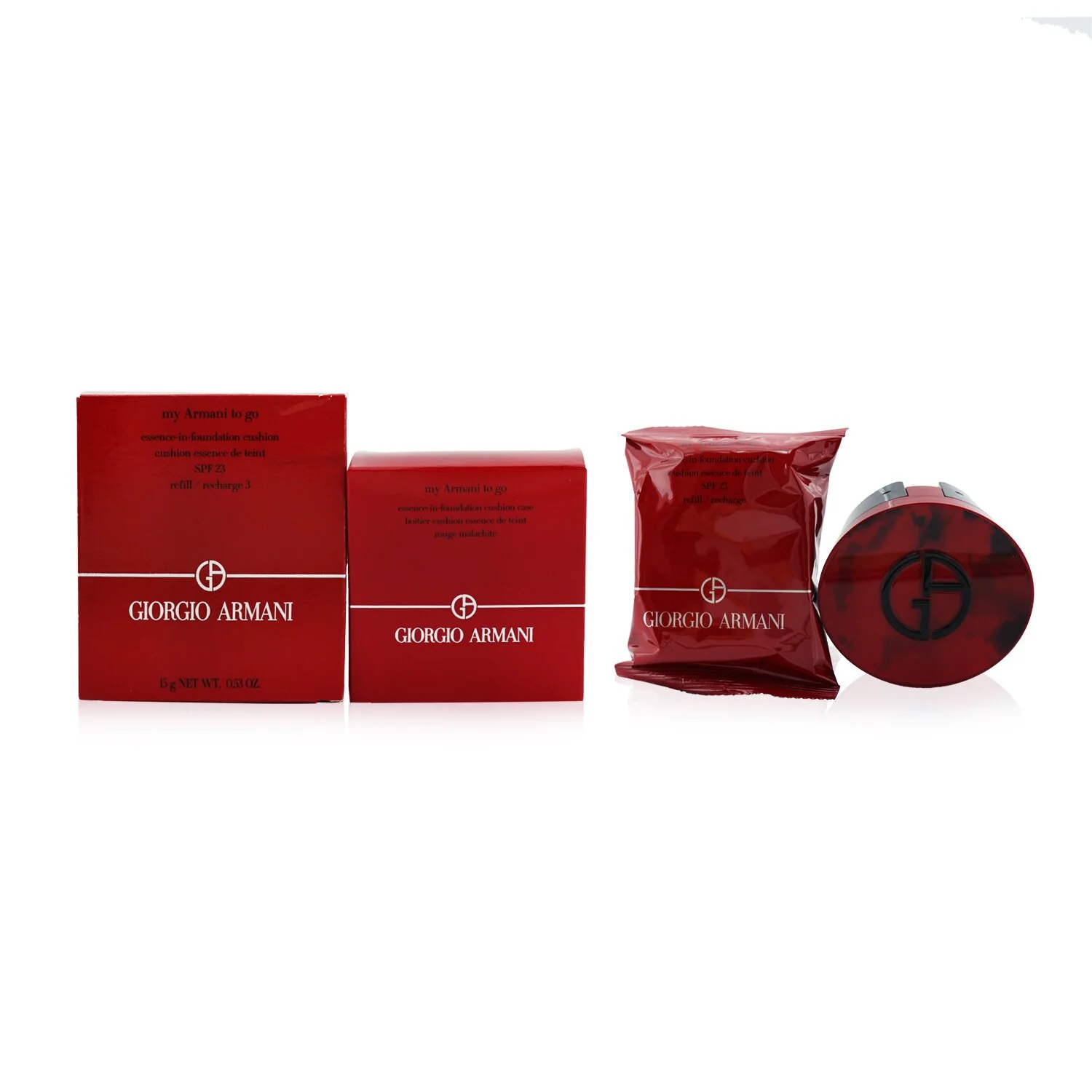 Giorgio Armani My Armani To Go Essence In Foundation Cushion SPF 23 (With Rouge Malachite Case) - # 3  15g/0.53oz