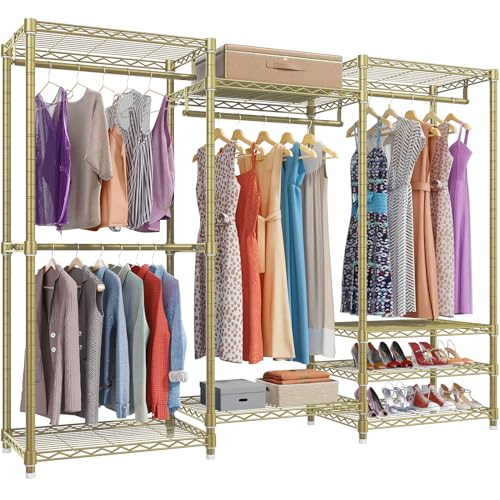 VIPEK V5 Portable Closet Wardrobe Heavy Duty Clothes Rack, Freestanding Clothing Rack with 4 Hang Rods & 8 Shelves, Adjustable Closet Racks
