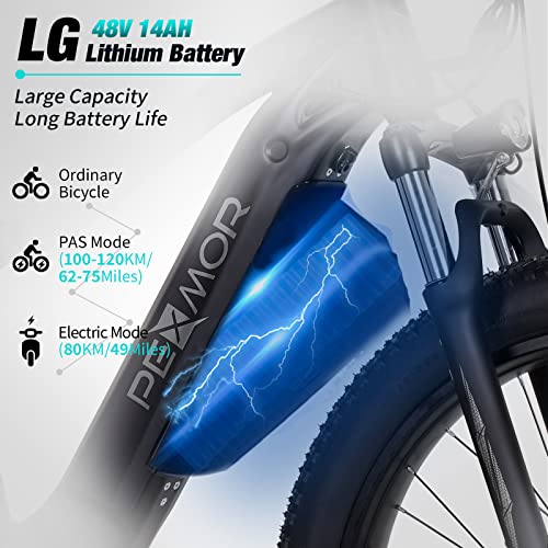 PEXMOR Electric Bike for Adults, 750W Ebike 32MPH 48V 14AH Removable Battery Electric Bicycle