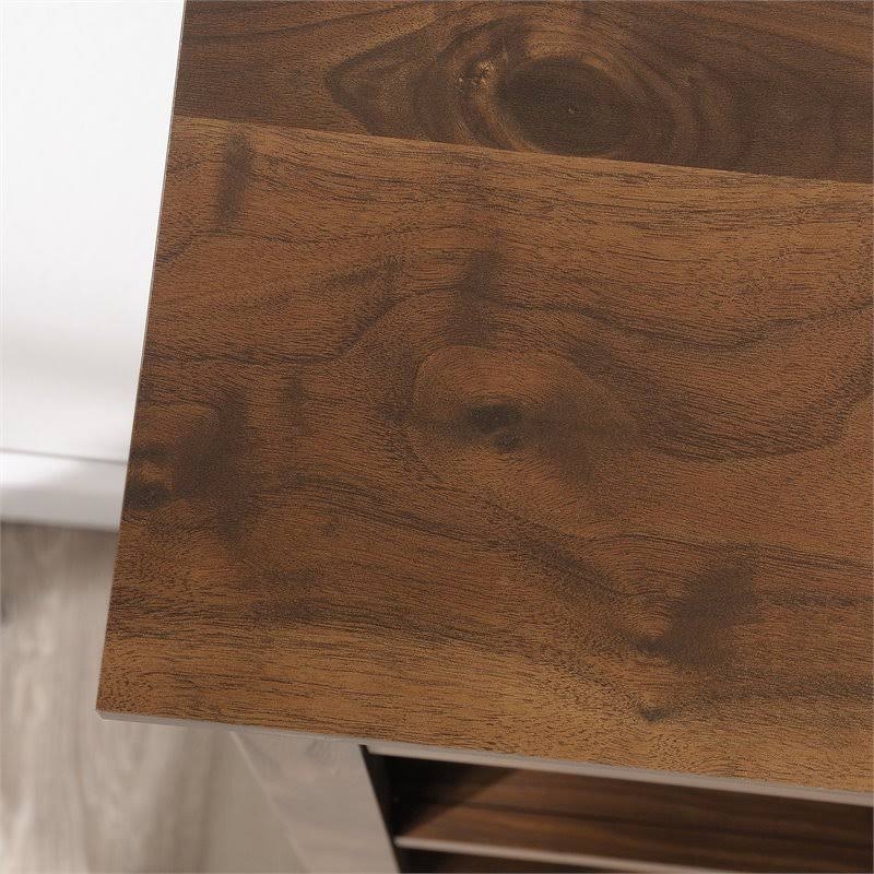 Sauder 5-Shelf Bookcase with Doors in Grand Walnut