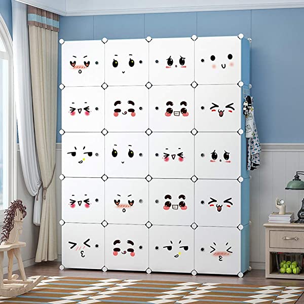 YOZO Cube Storage Organzier Portable Closet Wardrobe Bedroom Dresser (71x14x71 inches) Portable Closet Cube Shelf Armoire Pantry Cabinet, 25 Cubes