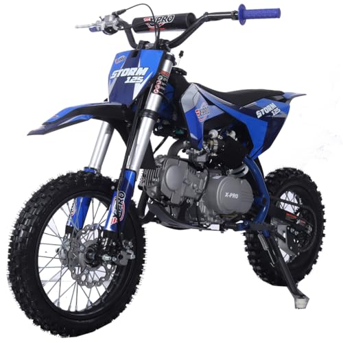 X-PRO Storm 125cc Zongshen Brand Engine Dirt Bike with 4-Speed Semi-Automatic Transmission, Kick Start, Big 14"/12" Tires! (Black)