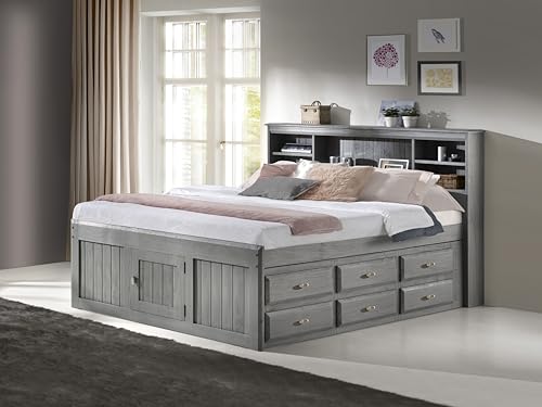 Discovery World Furniture White Full Bookcase Bed with 6 Drawers