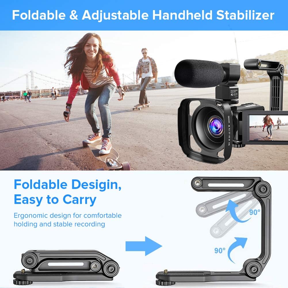 Video Camera Camcorder 2.7K Ultra HD YouTube Vlogging Camera 36MP IR Night Vision Digital Camera Recorder 16X Digital Zoom 3 inch IPS Touch Screen