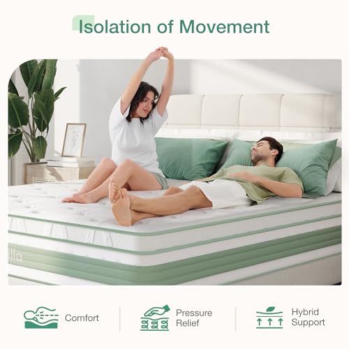 Novilla King Size Mattress 14 Inch, Hybrid Mattress King for Motion Isolation, Gel Memory Foam with Pressure Relief for Cool Night Sleep