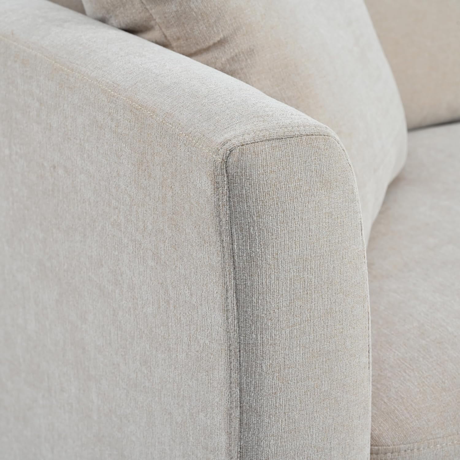Moder Upholstered Sofa Couch, Comfy Curved Sectioal Sofa With 3 Pillows, Luxury 3-Seat Fabric Sofa Couch With Curved Seat For Livig Room