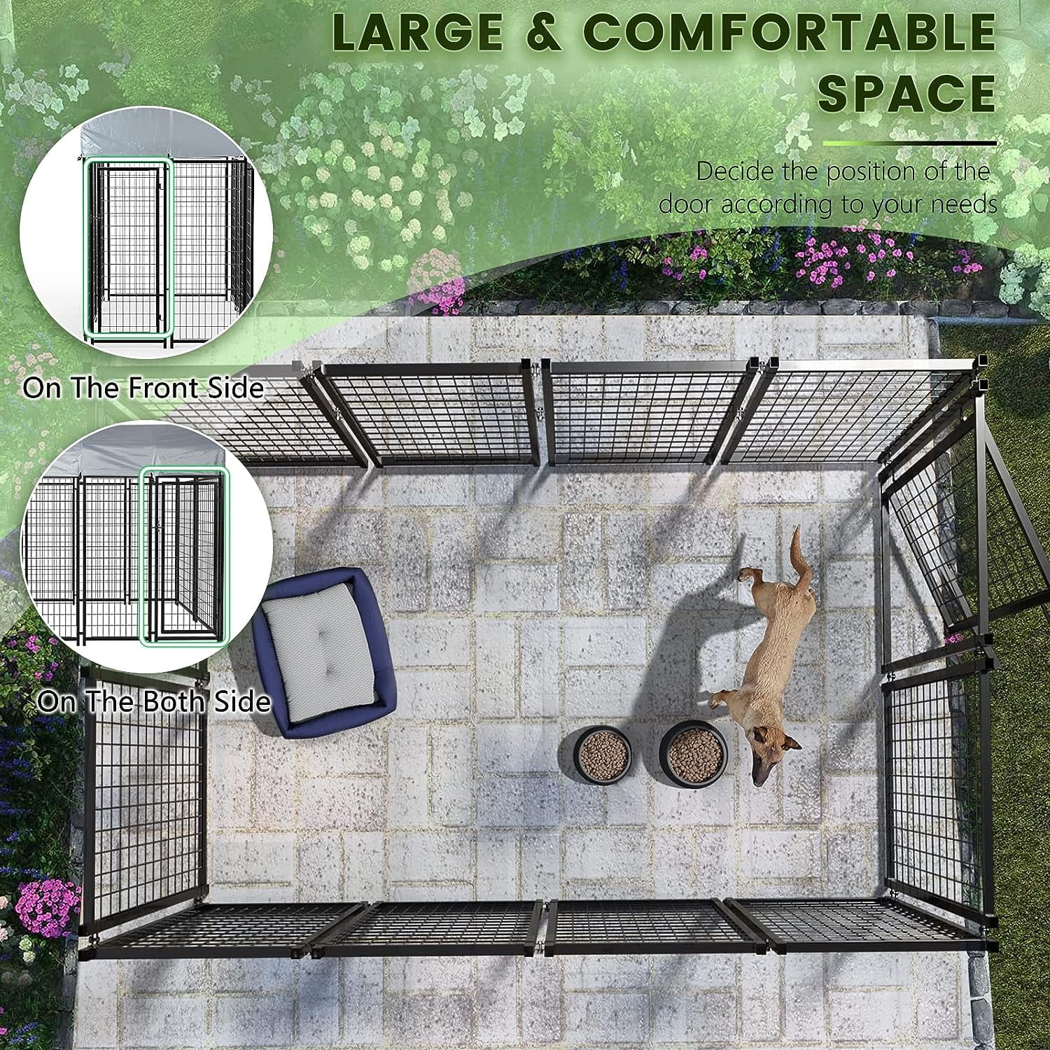 PUKAMI 8x4x6ft Large Outdoor Dog Kennel,Heavy Duty Welded Wire Dog Run,Dog Playpen Fence with UV-Resistant Waterproof Roof,Dog Enclosure for Outside