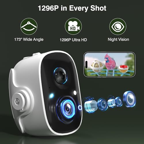 Bird Feeder with Camera, 1296P HD AI Identify Smart Bird Feeder Solar Powered, Auto Capture Bird Videos & Motion Detection