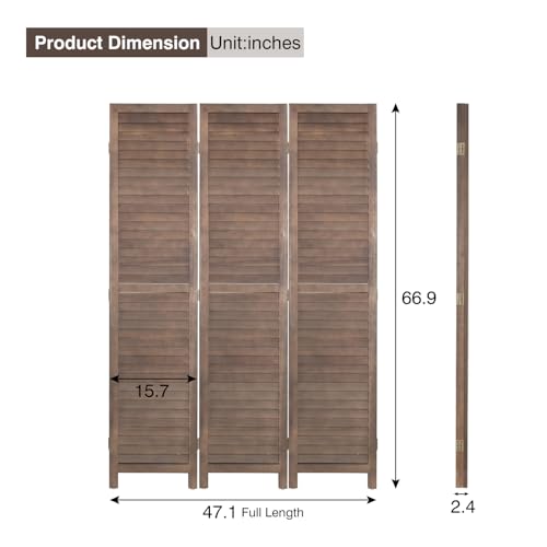 Room Divider 6 Panel Wood Privacy Screen Folding Partition Wall Room Dividers Freestanding White 5.57 FT Tall Divider for Room Separation