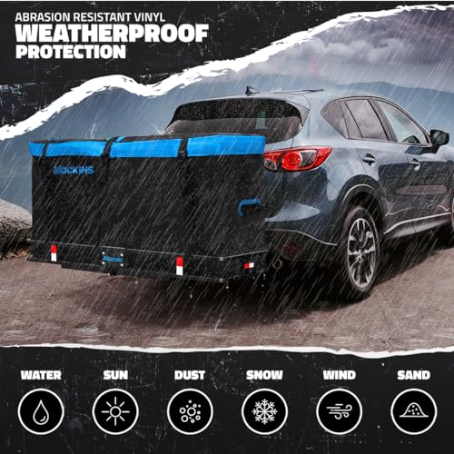 60"x24"x6" Folding Tow Hitch Cargo Carrier & 25 Cubic Ft. Waterproof Cargo Bag for Hitch Carrier Bundle