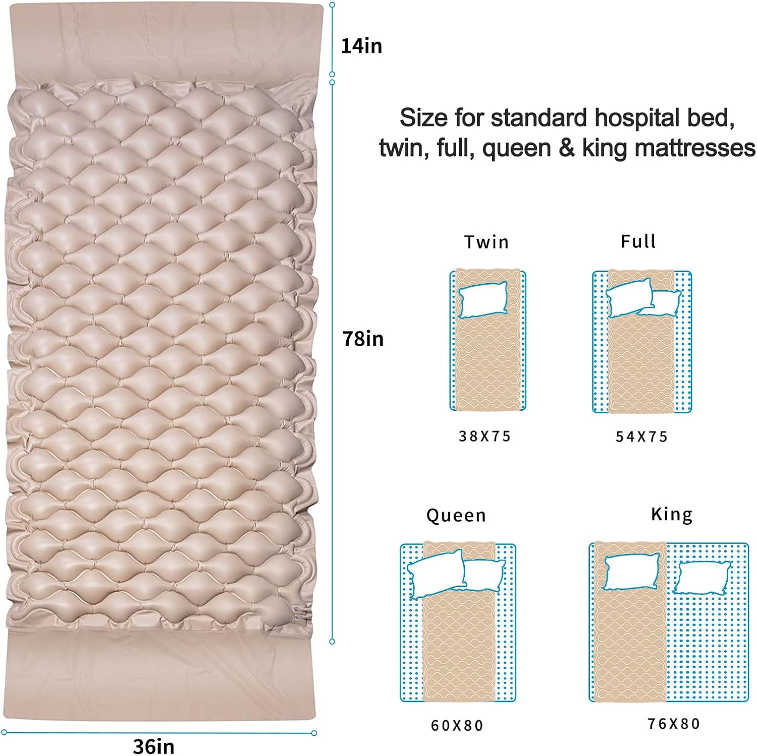 Alternating Pressure Pad Air Mattress for Hospital Bed Mattress Topper & Pump System Colchon Antiescaras para Persona Encamada Bed Sore Pads