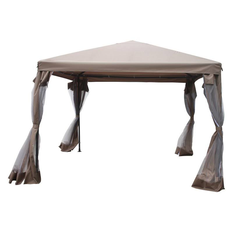 Aleko 10x13 Feet Fully Enclosed Garden Gazebo Canopy with Mesh Insect Screen - Brown