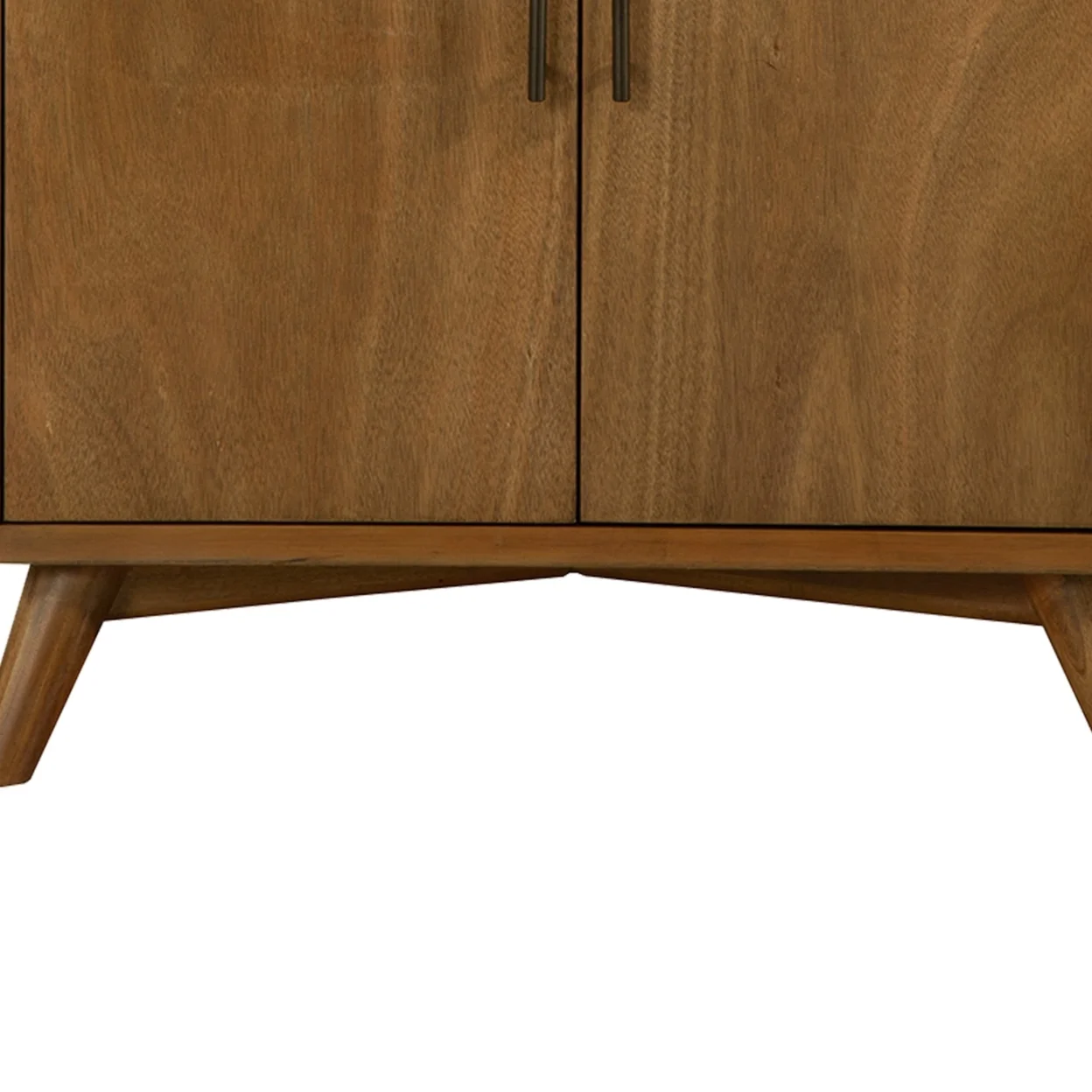 Wooden Small Bar Cabinet with Two Doors and Splayed Legs Brown- Saltoro Sherpi