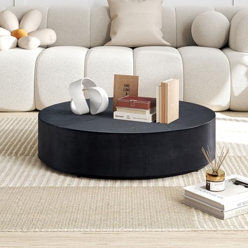 JUSTONE 15.75 ''Round Coffee Table, Accent End Table for Living Room Office Apartment, Modern Minimalist Side Table with Faux Marble Pattern