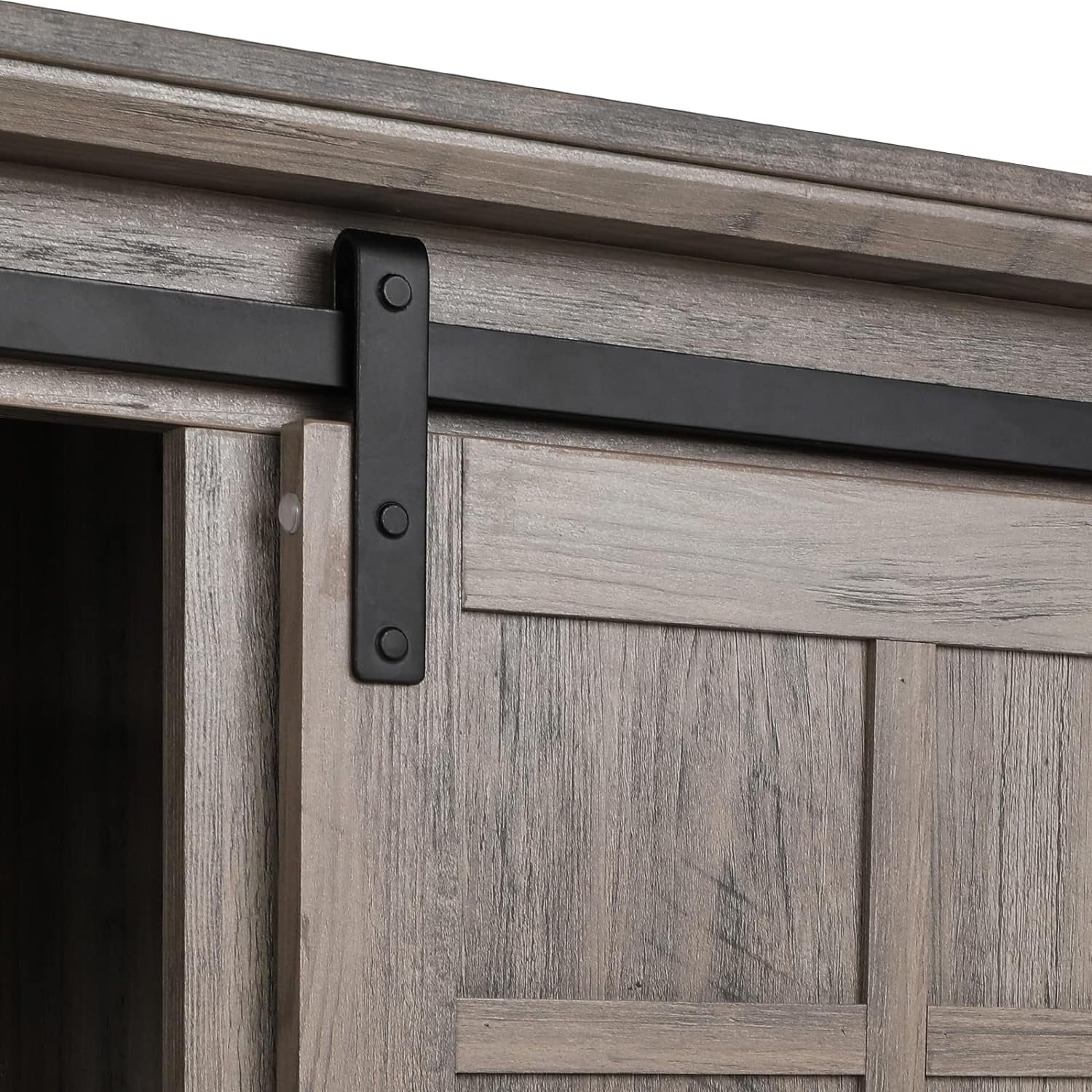 58" Farmhouse TV Stand with 23" Electric Fireplace, Entertainment Center, Fireplace TV Console with Barn Doors for Living Room, Gray Wash