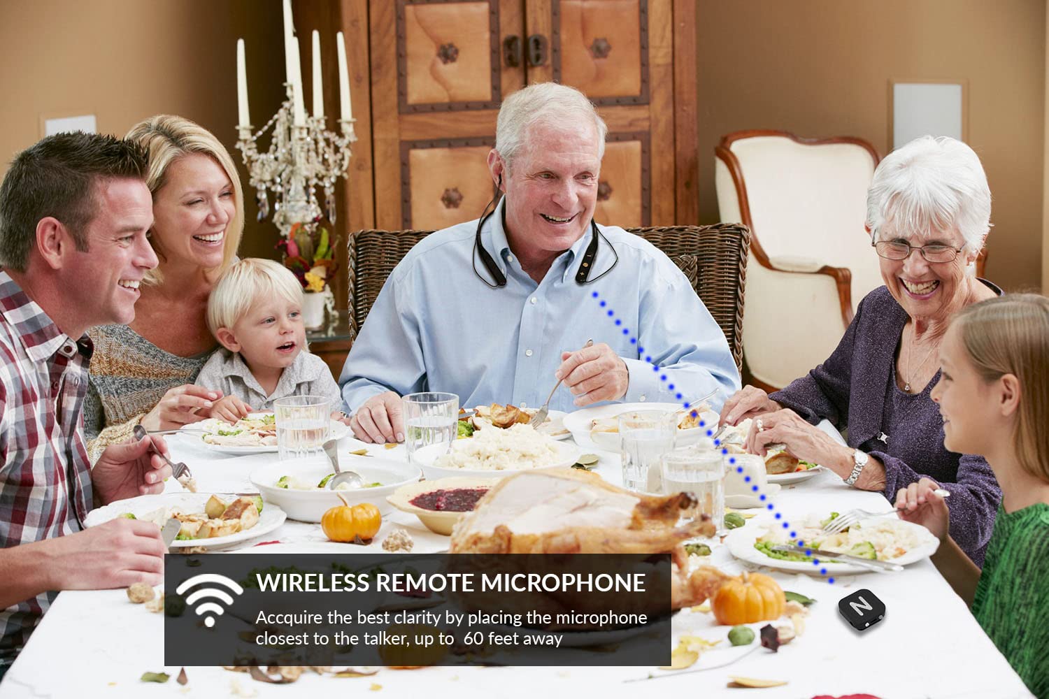 Neosonic Rechargeable Hearing Amplifier to Aid TV Watching, Wireless Neckband Headphones for Seniors & Adults