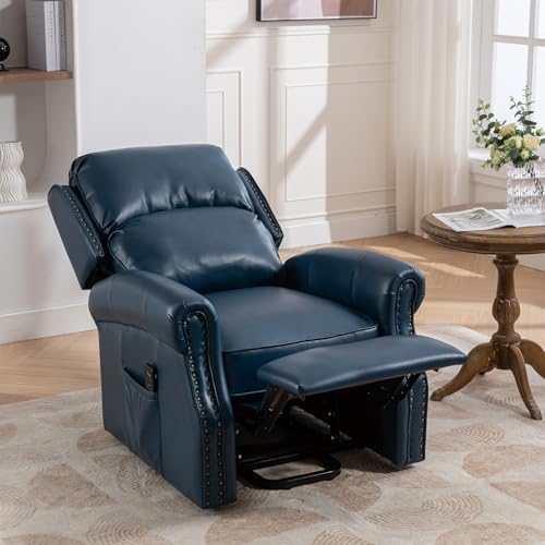 Oversized Power Lift Recliner Chair with Heat and Massage, Leather Power Recliner Chair with USB Port and Cup Holders
