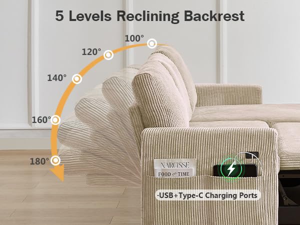 81" Sleeper Sofa Bed with Pull Out Bed, L Shaped Couch Sectional Sleeper Sofa, Pull Out Couch with Reclining Backrest, Reversible Storage Chaise