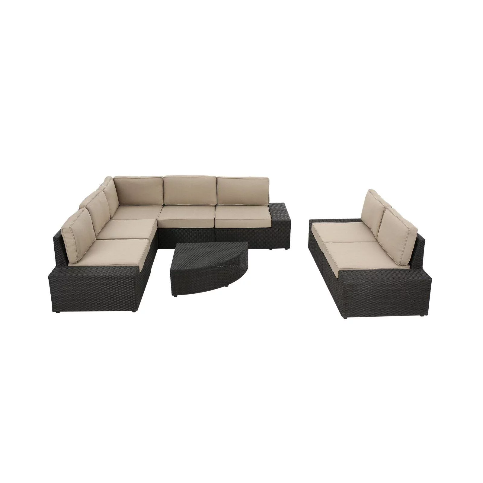 Christopher Knight Home Santa Cruz Outdoor 8-piece Wicker Sectional Sofa Set with Cushions by  Dark Brown/Beige - Curated Treasures Market