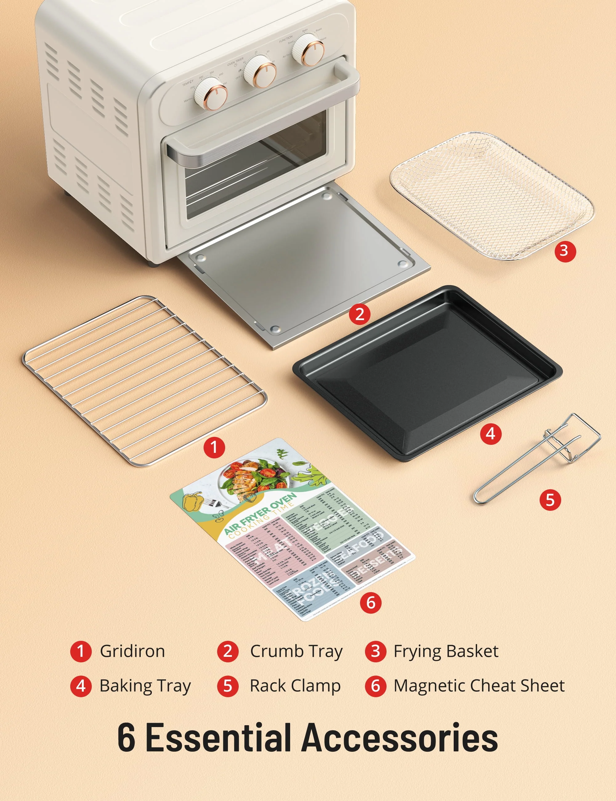 TaoTronics Air Fryer | 1700W 14.8 Quart | 9 in 1 Air Fryer Oven | Oil-less Cooker with Rotisserie Shaft