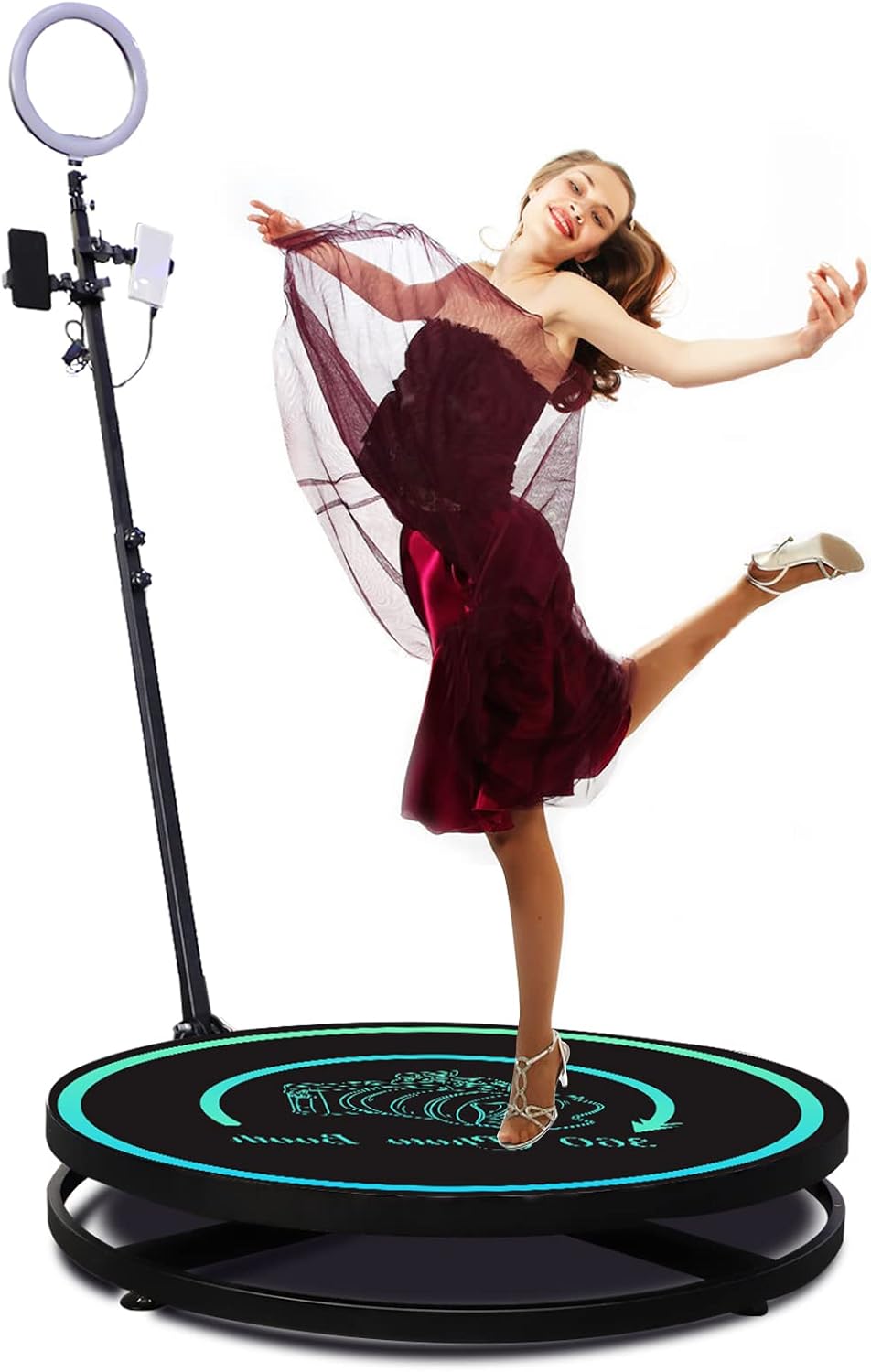 XMASGIC 360 Photo Booth Machine for Parties, 360 Photo/Camera Booth for People to Stand on