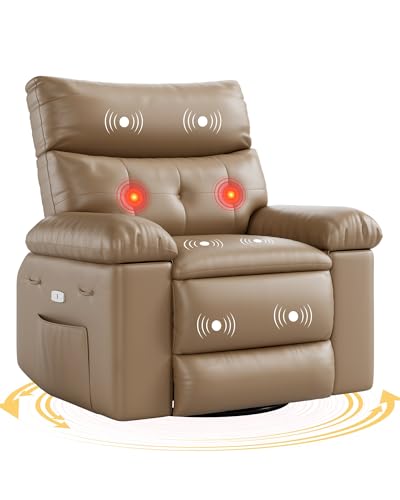 GarveeHome Electric Swivel Massage Chair, Power Rocking Recliner with Vibration and Heating