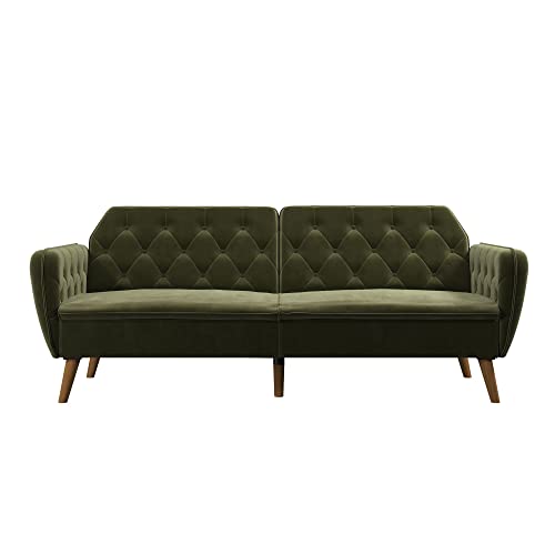 Novogratz Tallulah Memory Foam Futon, Convertible Couch, Camel Faux Leather