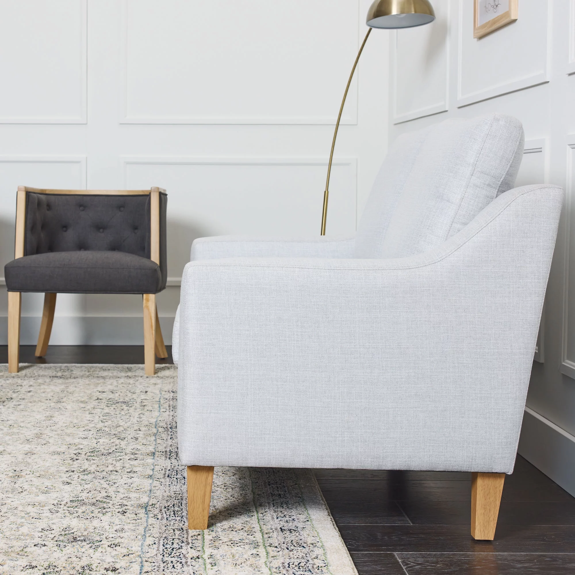 My Texas House Fairview Upholstered Loveseat, Light Gray