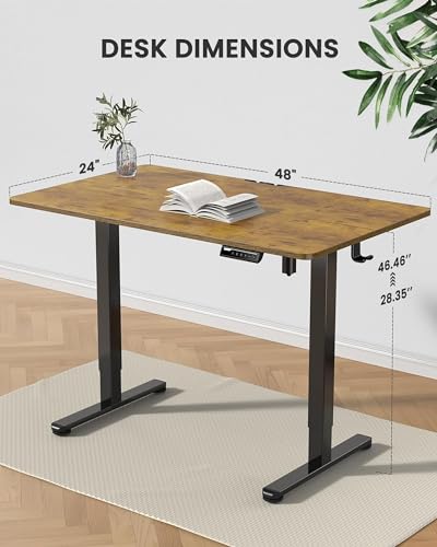 ErGear Height Adjustable Electric Standing Desk, 48 x 24 Inches Sit Stand up Desk, Memory Computer Home Office Desk with Two-Piece Desktop (Walnut)