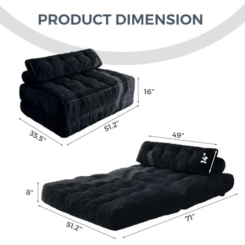 MAXYOYO Folding Sofa Bed, Convertible Sleeper Chair with Pillow Foldable Mattress with Back Support