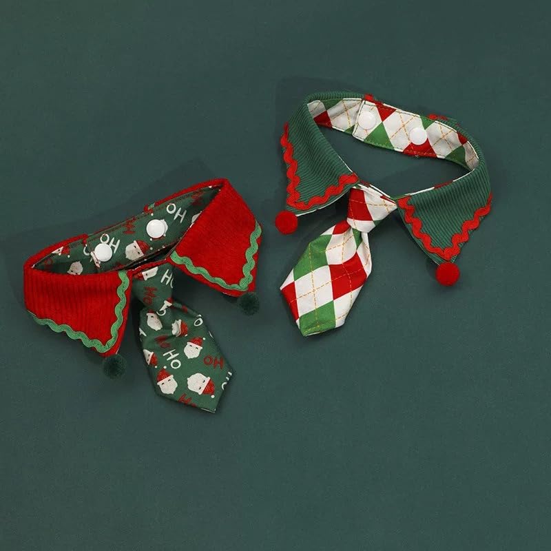 Christmas Dog Scarf Bandana Bow Tie, Adjustable 14-17 Inch Pet Neckerchief for Small Medium Dogs & Cats