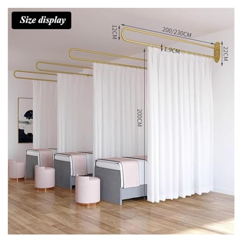 Beauty Salon Curtain Room Divider, U-Shape Room Divider Panels Metal Support Wall Mounted Privacy Curtain