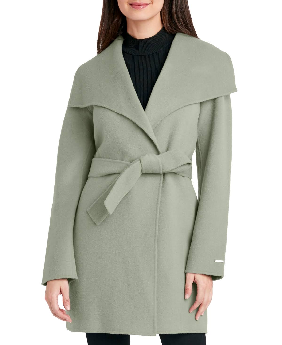 Tahari Ella Double Face Wool Coat, Sage / L
