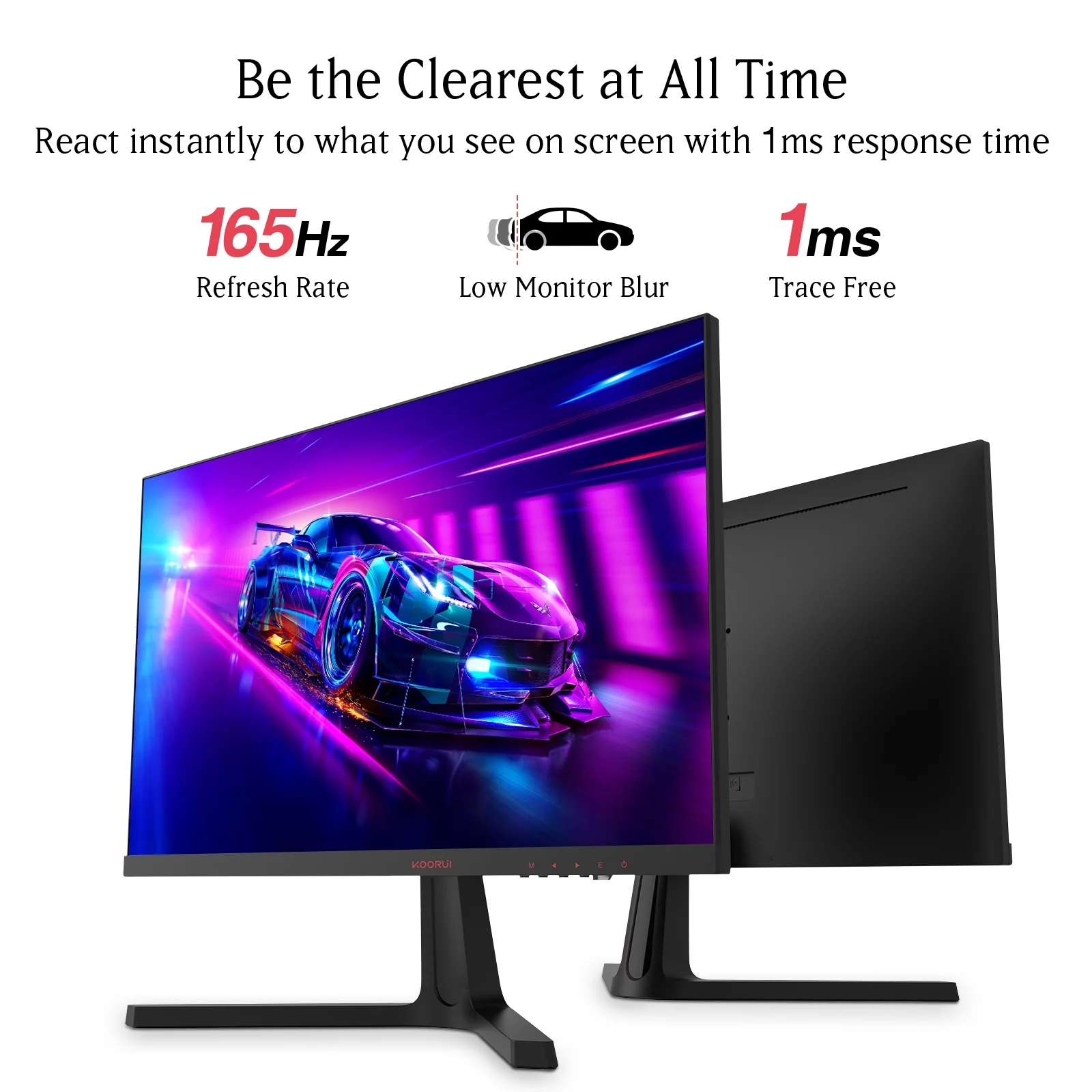 KOORUI 24 inch High-Performance 165Hz/144Hz 1ms(MPRT) 100% sRGB Gaming Monitor,Adpitive sync,3-Side Borderless,FHD 1080P VA Computer Monitor