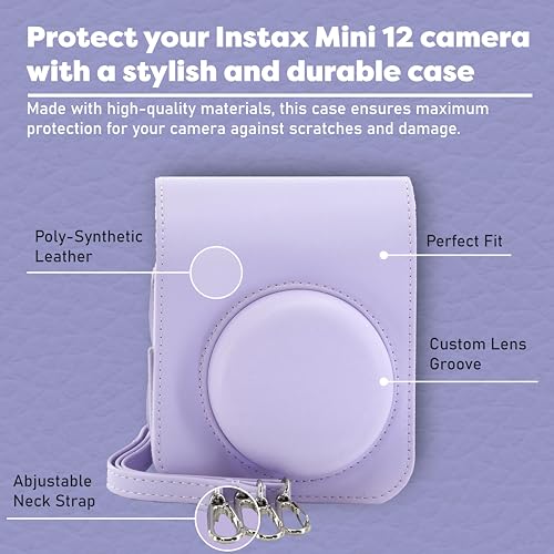 Fujifilm Instax Mini 12 Instant Camera Bundle with Fujifilm Instax Mini Instant Film Value Pack (60 Sheets) with Accessories Including Protective