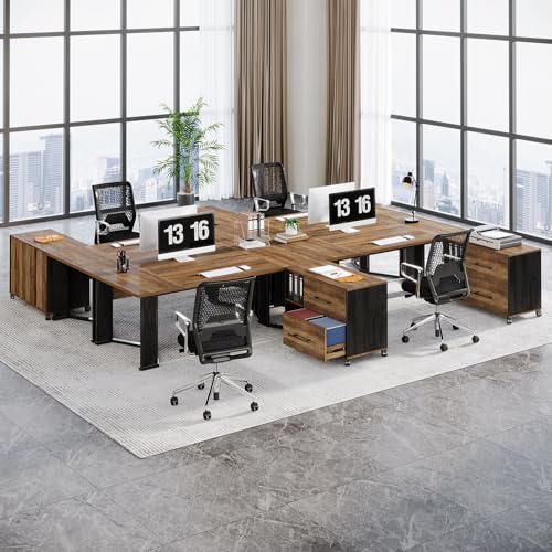 Tribesigns 70.86" Executive Desk with Mobile File Cabinet, Large L Shaped Computer Office Desk with 2 Drawers and Storage Shelves