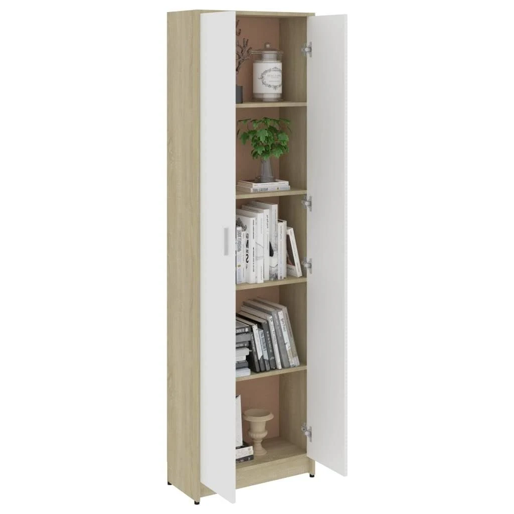 vidaXL Hallway Wardrobe White and Sonoma Oak 21.7x22x9.8x22x74.4x22 Chipboard
