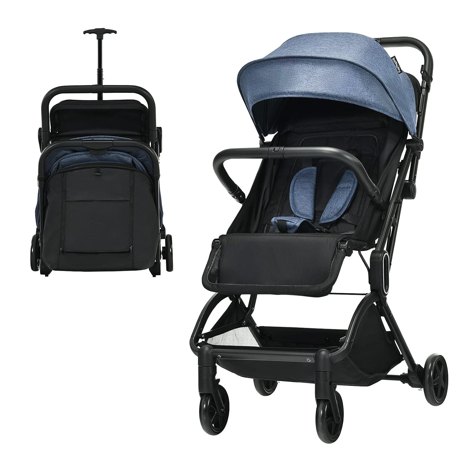 BABY JOY Lightweight Baby Stroller, Infant Stroller w/Easy One-Hand Fold, Adjustable Backrest/Footrest/Canopy, 5-Point Harness & Storage Basket