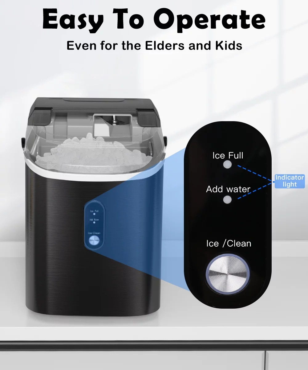 COWSAR 33lbs Countertop Nugget Ice Maker, Potable with Scoop,聽Soft Nugget Ice Ready in 10mins, Red