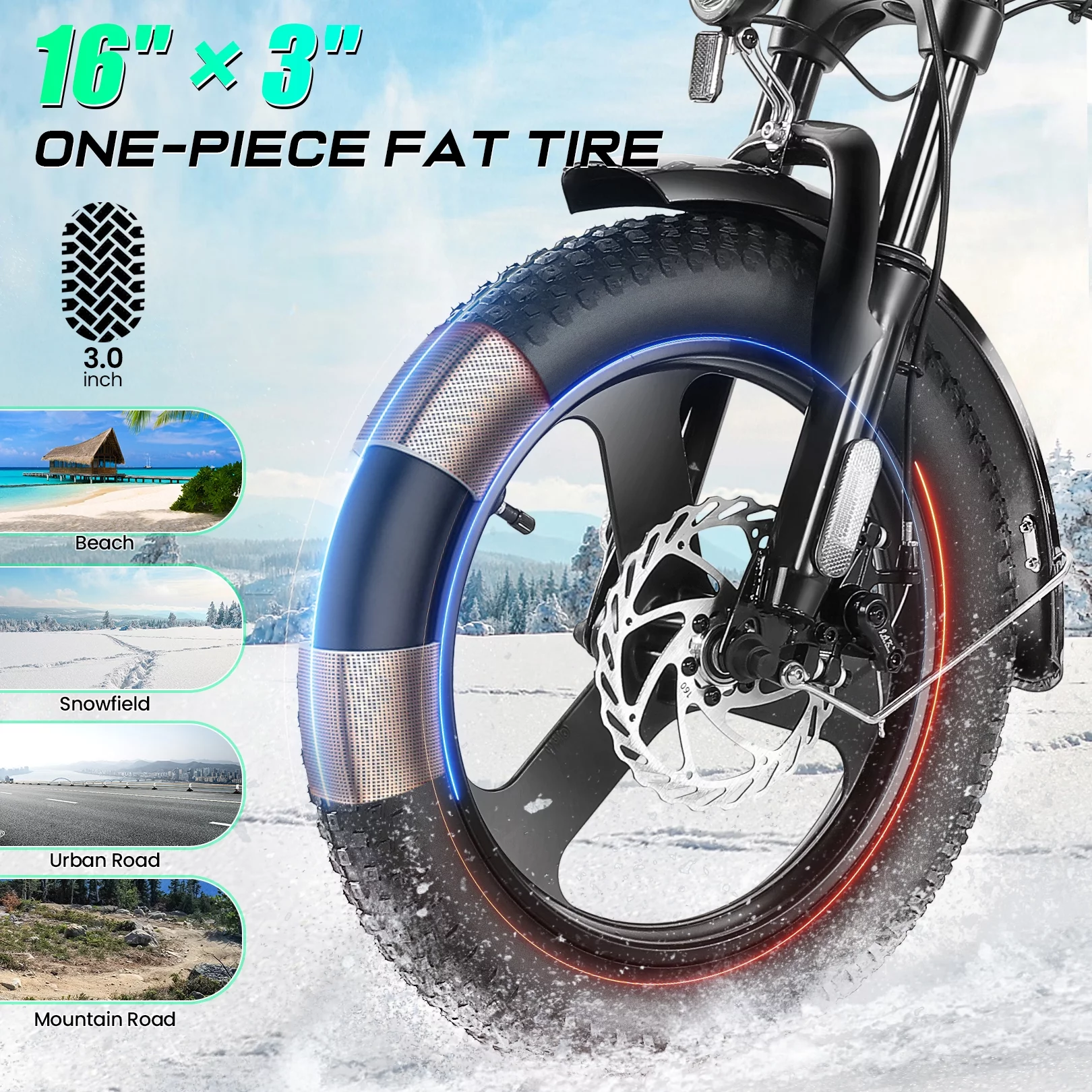 Gocio Electric Bike 3.0 Fat Tire Foldable Ebike, 48V 7.8Ah Battery, 350W Electric Commuter Bicycle Low-Step E Bike with LCD Meter