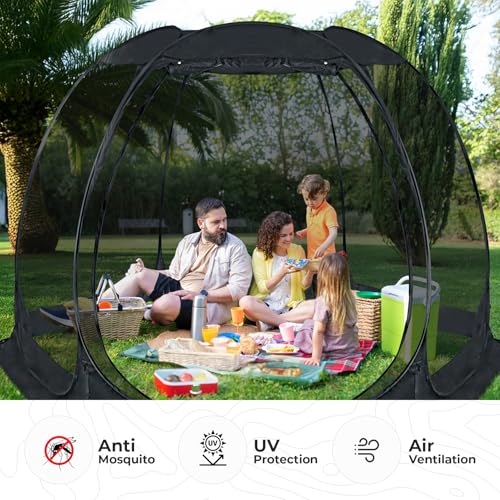 Alvantor Screen House Gazebo, 6-10-15 Person Pop Up Igloo Screened Canopy Tent with Mosquito Netting Sides