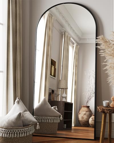 Full Length Mirror, 76"x34" Arched Floor Mirror Freestanding, Floor Standing Full Body Mirror with Stand for Bedroom