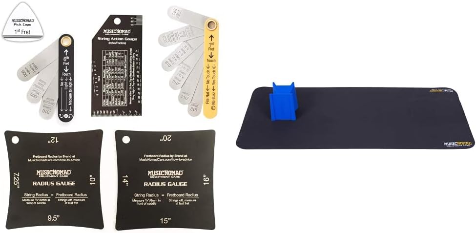 MusicNomad Precision 6 pc. Guitar Setup Gauge Tool Set - Plus 24 pg. Instructional Booklet and Storage Case (MN604) Pack of 2