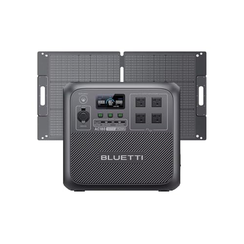 BLUETTI Solar Generator AC180, 1,152Wh LiFePO4 Battery Backup w/ 4 1,800W (2,700W Peak) AC Outlets, 0-80% in 45Min, for Camping, Off-Grid