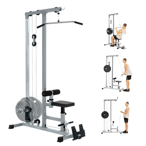 Yes4All LAT Pull Down Machines, LAT Row Cable Machine, LAT Tower with Additional Pulley Cable, High & Low Pulley Stations